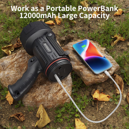 BUYSIGHT Rechargeable Spotlight Flashlight,1000,000 lumens Hand held Spotlight Waterproof Flashlight Hunting Lamp with red Filter (Graphite Black)