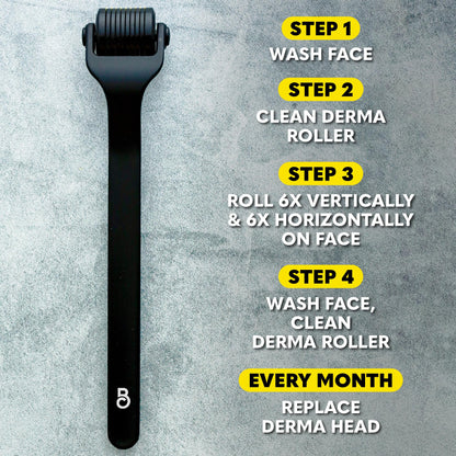 The Beard Club Derma Roller for Face, Body and Scalp - Microneedling for Men and Women with 540 Titanium Microneedles - Beard Roller & Micro Needling Scalp Hair - Black
