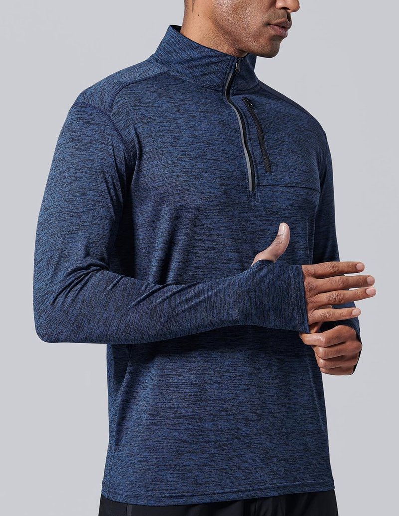 Men’s Quarter-Zip Pullover Jackets - Lightweight Long Sleeve Athletic Shirts for Performance & Running | 3-Pack
