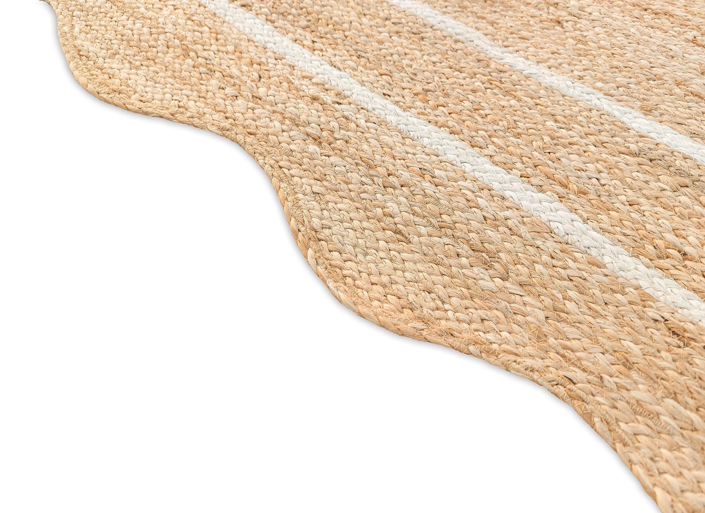 Weaving Village Wave Scalloped Natural Jute Runner, Off White (5'x7')
