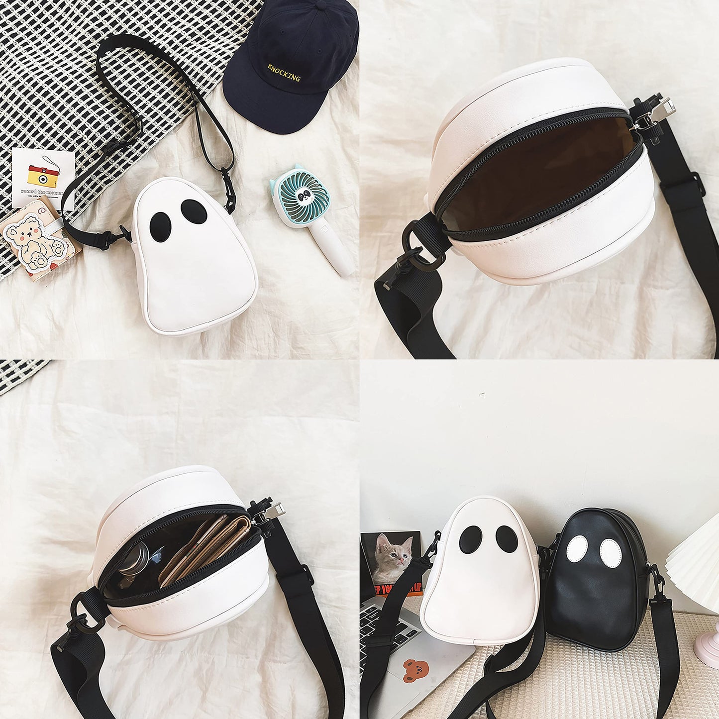 Halloween Pumpkin Cute Ghost Purse, Pu Leather Crossbody Bag Shoulder Bag For Girls, Spooky Season Trick Or Treat (white, One Size)