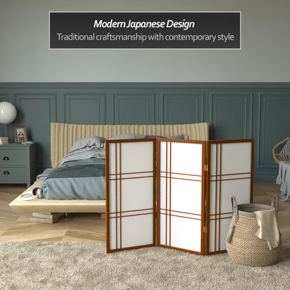 3 ft. Short Double Cross Shoji Screen - Walnut - 3 Panels