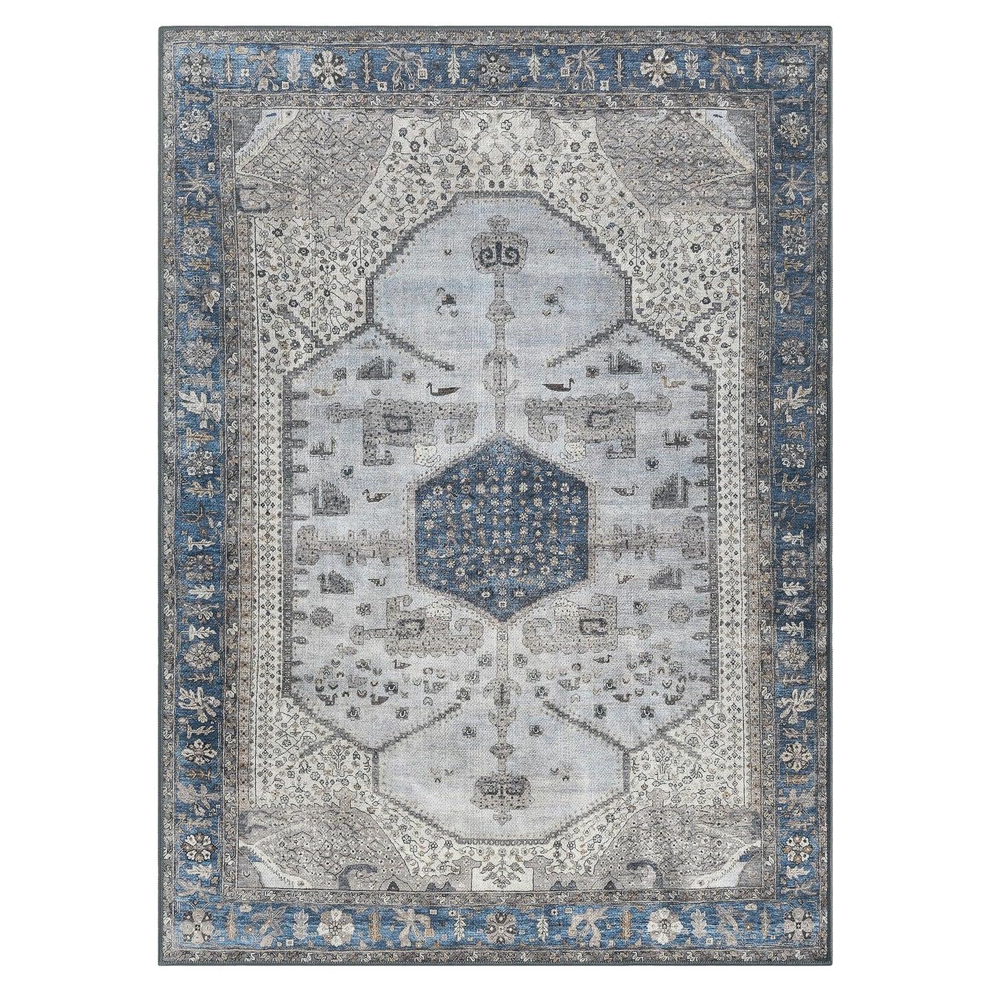 Keen Home Design 3x5 Rug - Machine Washable Entry Rug with Non-Slip Backing, Ideal for Enteryway, Kitchen, Bathroom, Laundry Room - Vintage, Easy Clean, Durable, Low Pile Rug - (3' x 5')