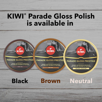 KIWI Parade Gloss Prestige Shoe Shine Polish for Black Leather, Metal Tin, 50ml