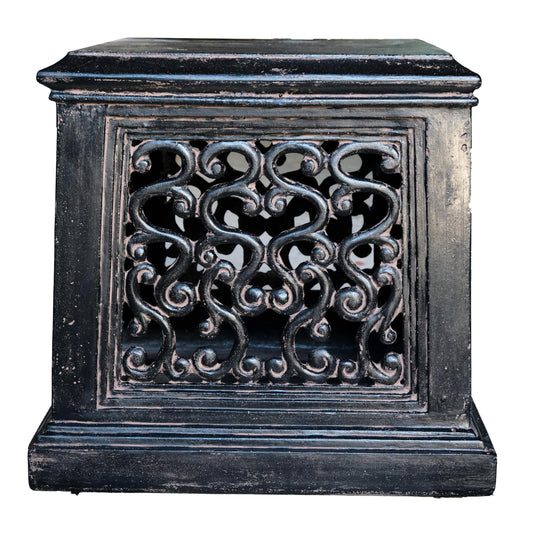 MPG Planters 26 in. Cast Stone Square Tapered Garden Pedestal in an Aged Charcoal finish