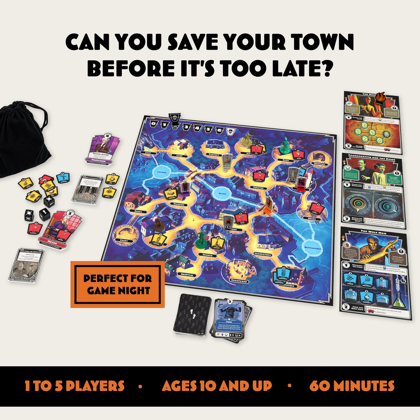 Ravensburger Horrified Games - Universal Monsters - Strategy Board Game - Boost Critical Thinking & Teamwork - Cooperative Gameplay - Unique Monster Challenges - 1 to 5 Players - Adults & Kids 10+