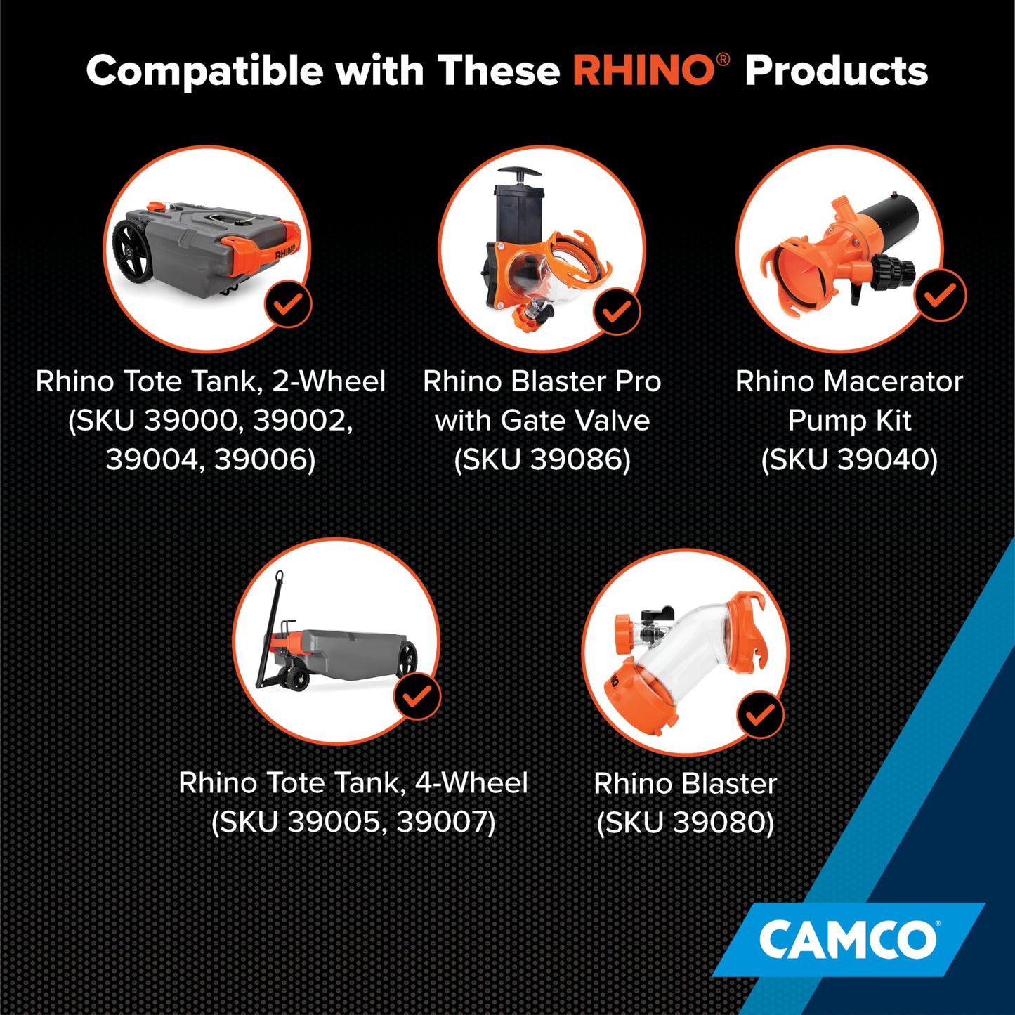Camco Rhino 25Ft Clean-Out Camper & RV Black Water Hose - Features a Heavy-Duty PVC Design & Bright Orange Color - Clean-Out Camper Black Water, Grey Water or Tote Tanks - 5/8” Inside Diameter (22990)