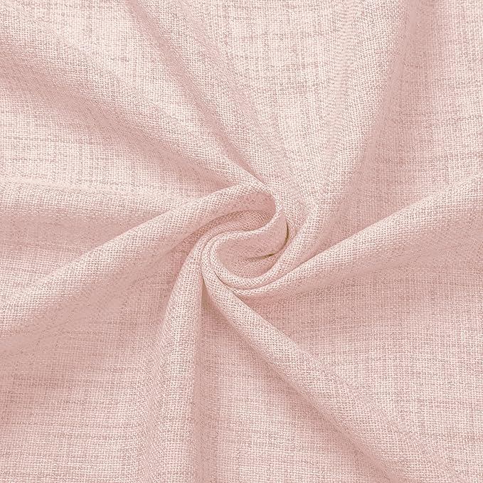 Tollpiz Short Linen Tier Curtains Rod Pocket Semi Sheer Half Kitchen Curtain Burlap Light Filtering Thick Linen Drapes for Bathroom, 30 x 24 inches Long, Pink, Set of 2 Panels