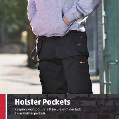TuffStuff - Pro Work Trousers, 36" Waist, Regular 30" Length - Heavy-Duty Tradesman Trousers with Knee Pad Pockets - Tuck-Away Holster Pockets with YKK Zip & Triple-Stitched Seams - Functional Design