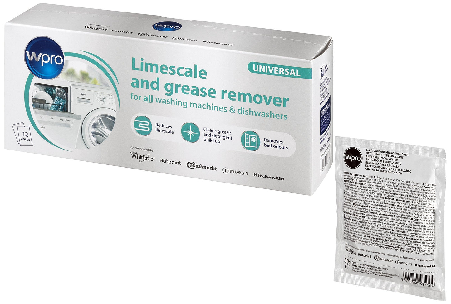Wpro DES121 C00424828 Descaler in Bags for Washing Machines and Dishwashers