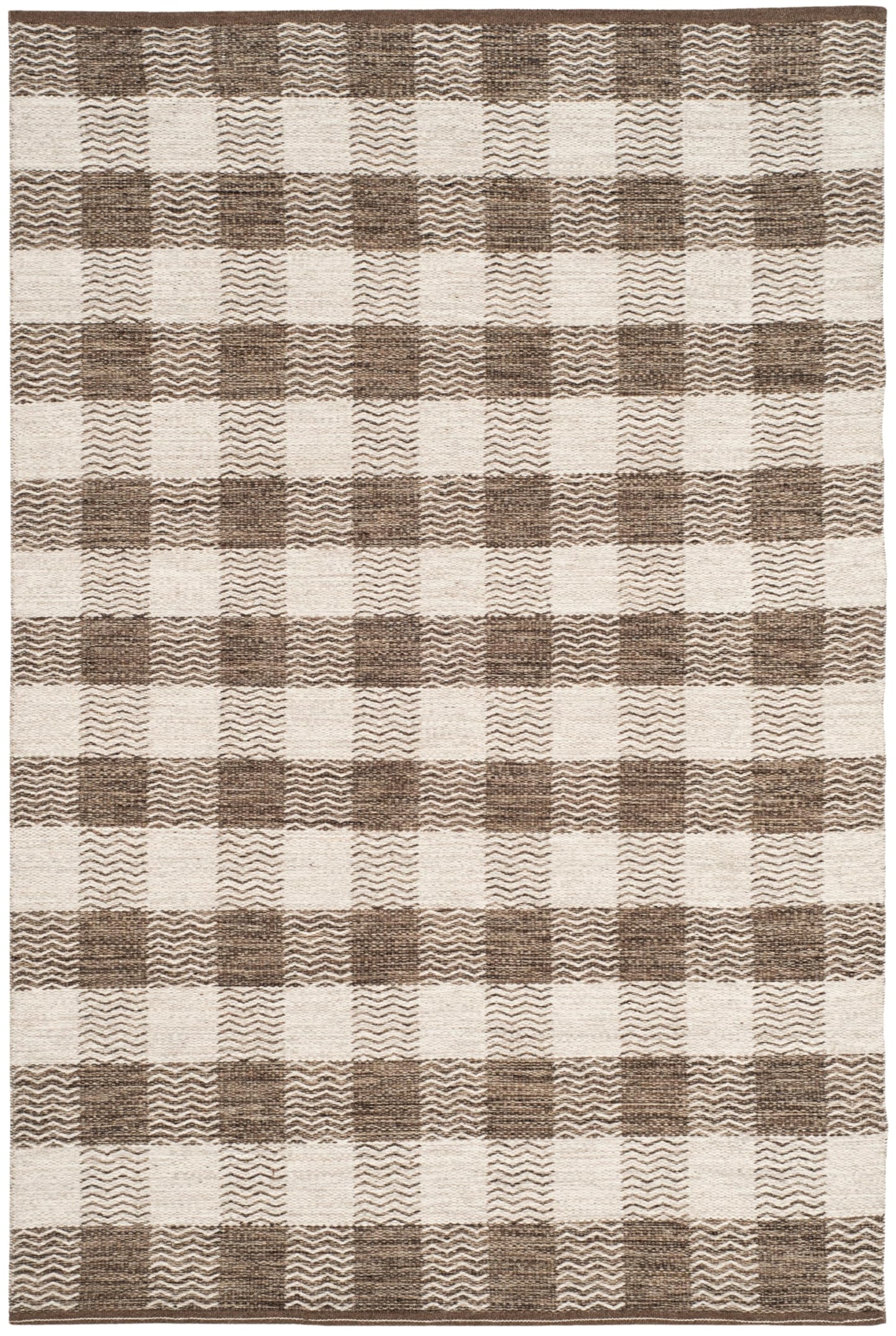 SAFAVIEH Kilim Collection Area Rug - 6' x 9', Light Grey & Brown, Flat Weave Wool Design, Ideal for The Living Room, Dining Room, Bedroom (KLM351A-6)