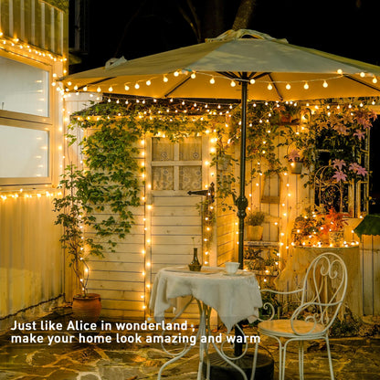 JMEXSUSS 100 LED Connectable Globe String Lights Indoor Bedroom, 33ft Warm White Christmas Lights Plug in with Remote, 8 Mode Hanging Fairy Lights Outdoor for Room Classroom Party Tree Christmas Decor