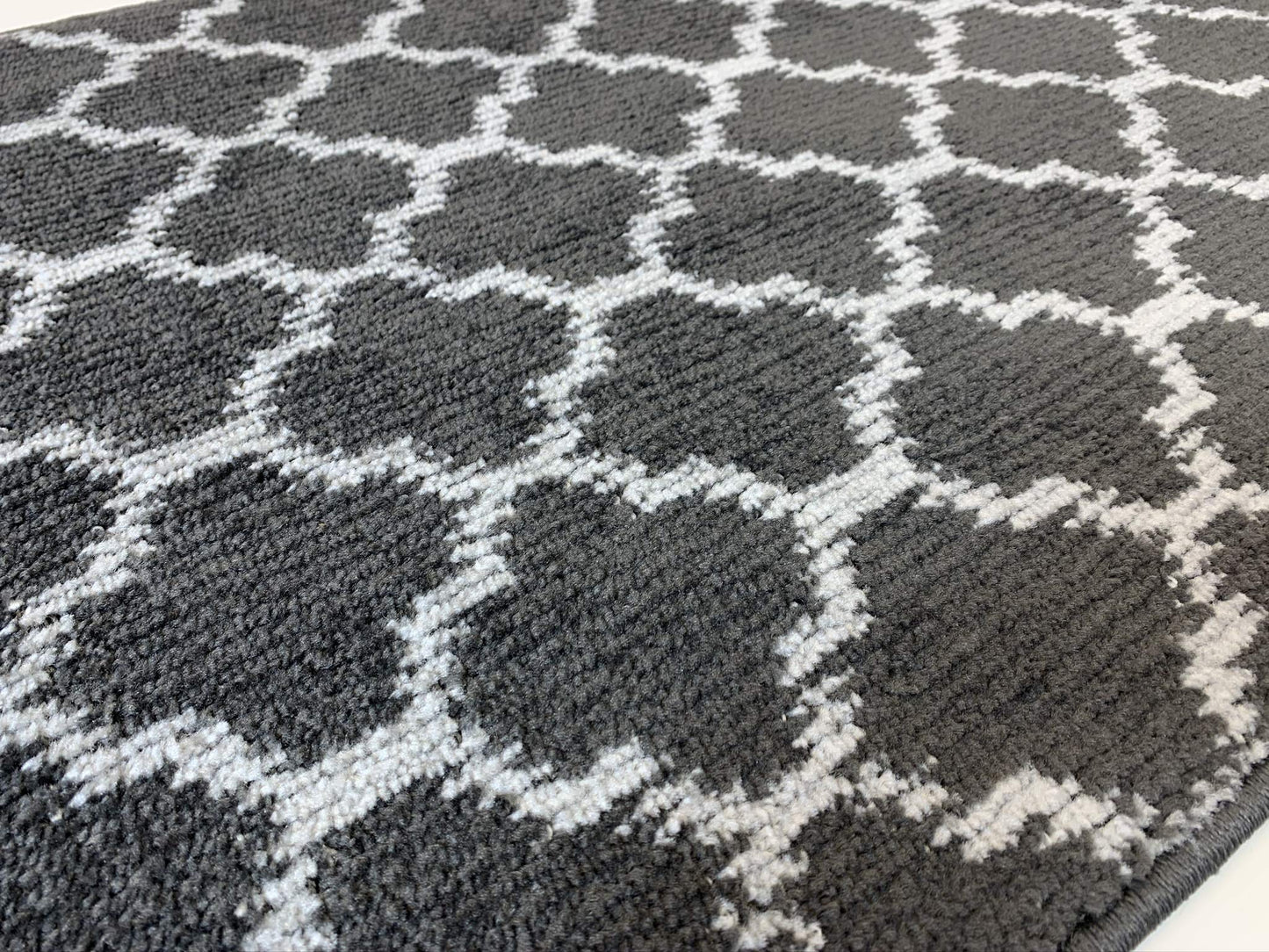 REMNAZ Custom Size Hallway Runner Rug, Trellis Dark Gray, 31 in x 7 ft