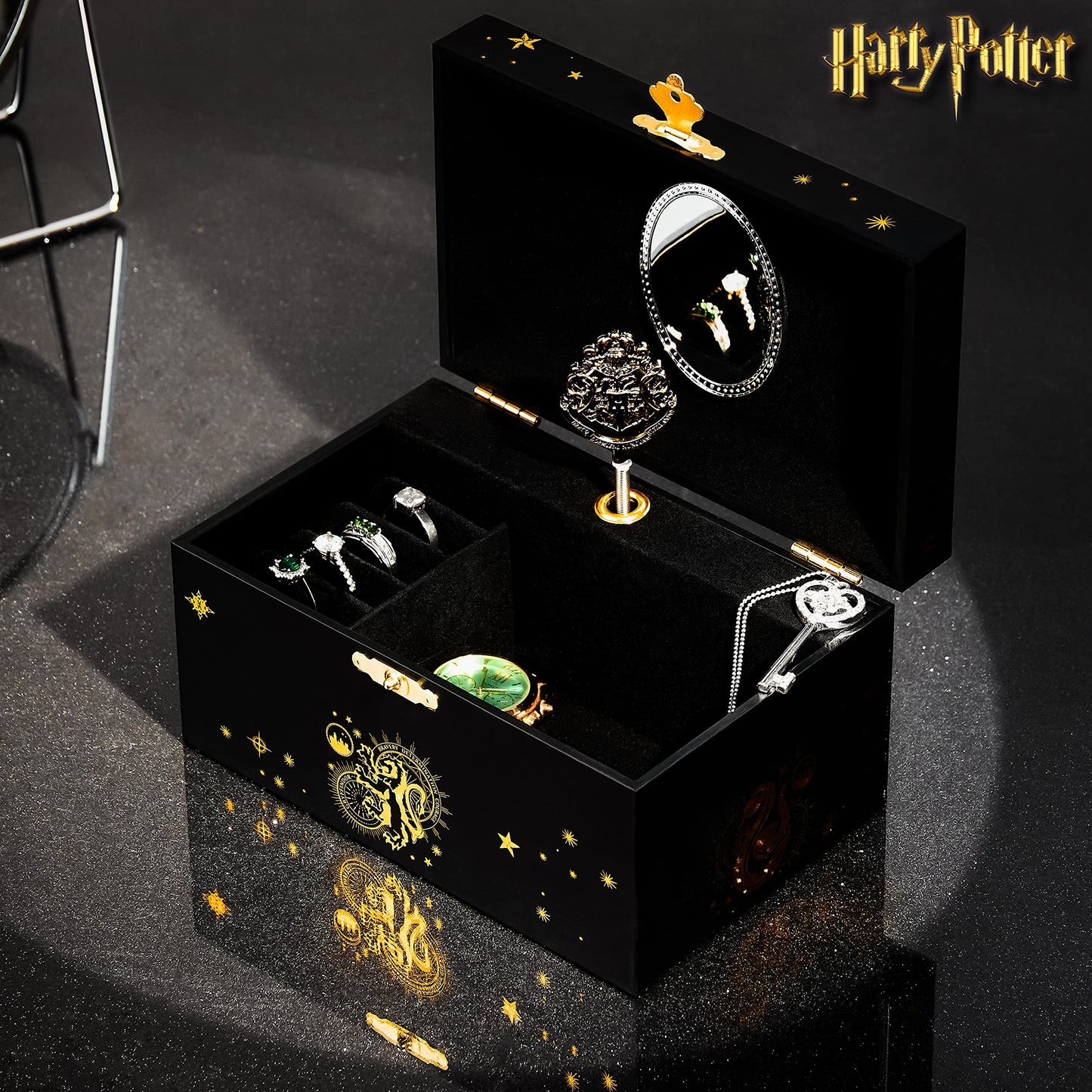 Harry Potter Jewelry Box, Musical Box Storage with Spinning Hogwarts Crest