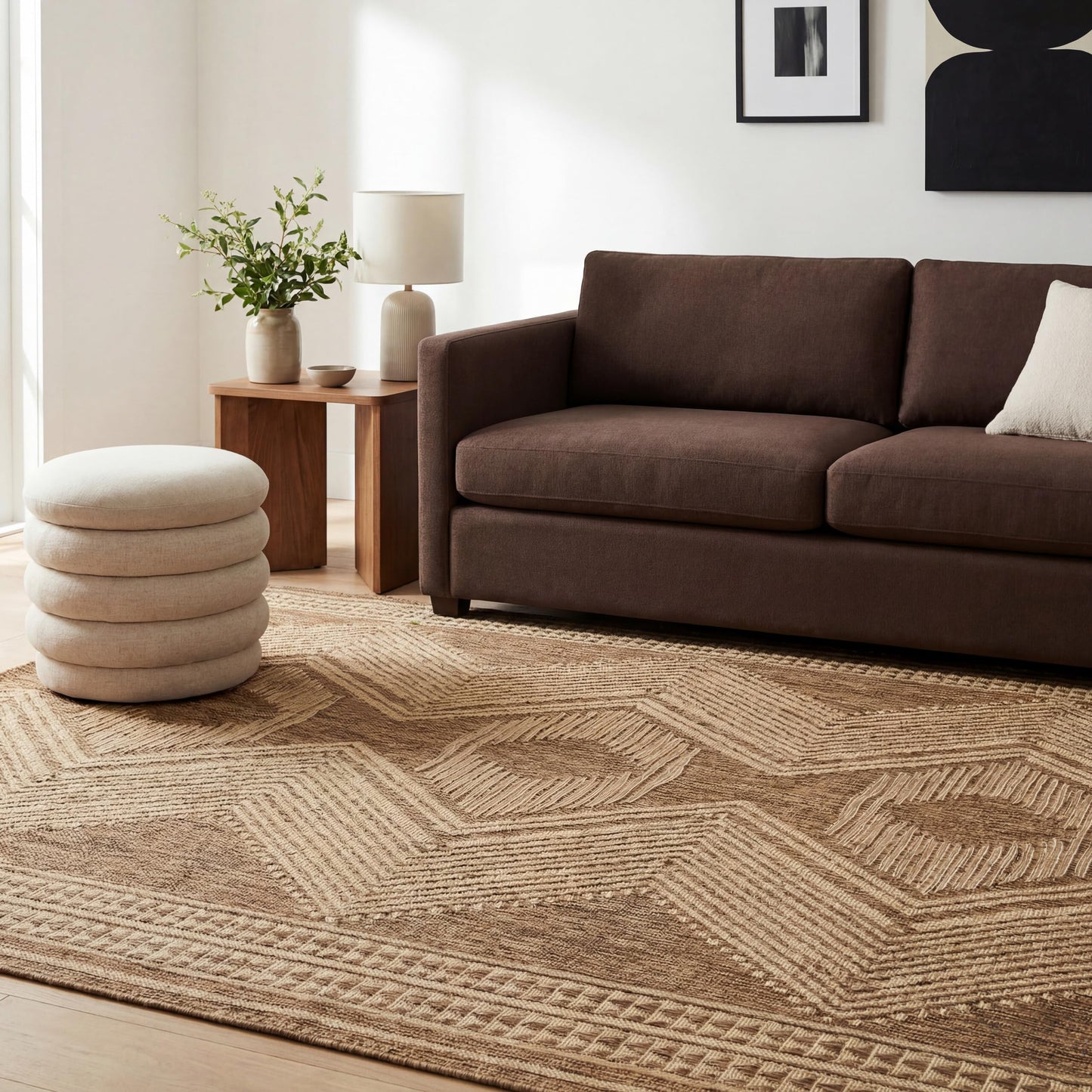 Nuloom Ranya Light Brown/Ivory, 8' x 10', Tribal Geometric, Soft and Cozy, High Traffic, Stain Resistant, Easy Clean, Durable Area Rug for Indoor/Outdoor Patio, Deck, Porch, Garden, Courtyard