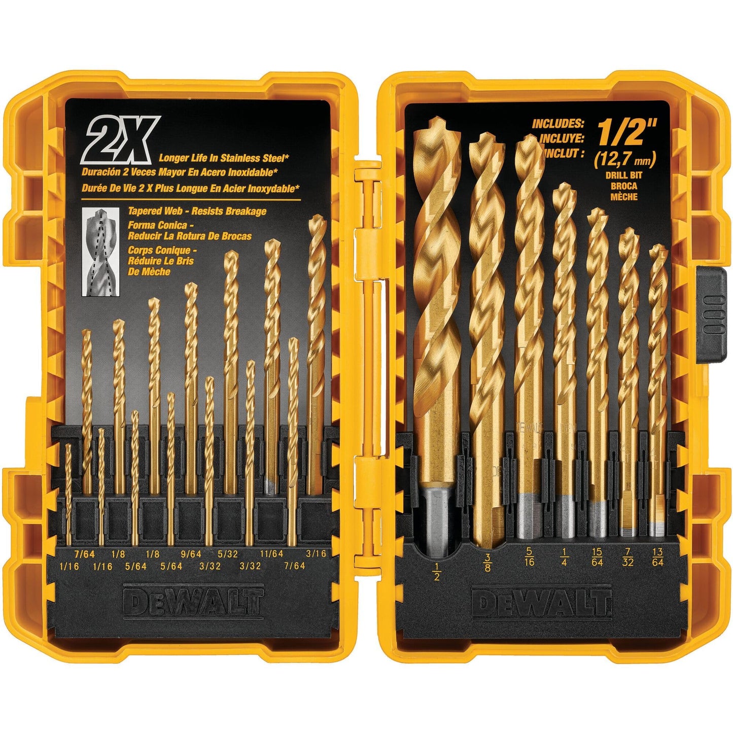DEWALT Titanium Nitride Coated Drill Bit Set, Pilot Point, 21-Piece (DW1361)