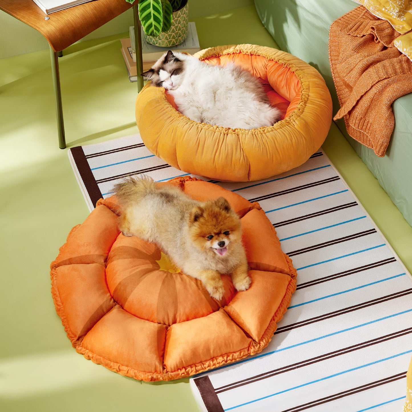 Lesure Cat Beds for Indoor Cats - Washable Cute Cat Beds with Versatile Dual-Use Design, Reversible Donut Pet Bed for Puppy and Kitten, 21x21x7 Inches