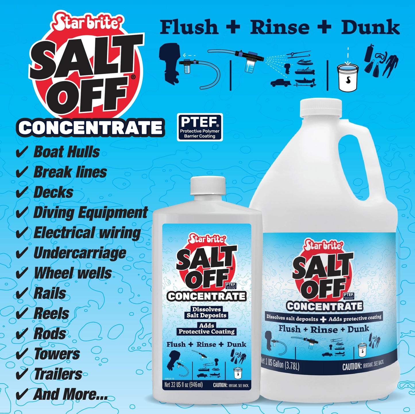 STAR BRITE Salt Off Concentrate - Ultimate Salt Remover Wash & Marine Engine Flush for Boats, Vehicles, Trailers, and More - 128 OZ Gallon (093900N)