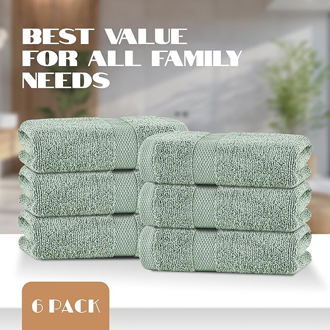 White Classic Green Hand Towels
