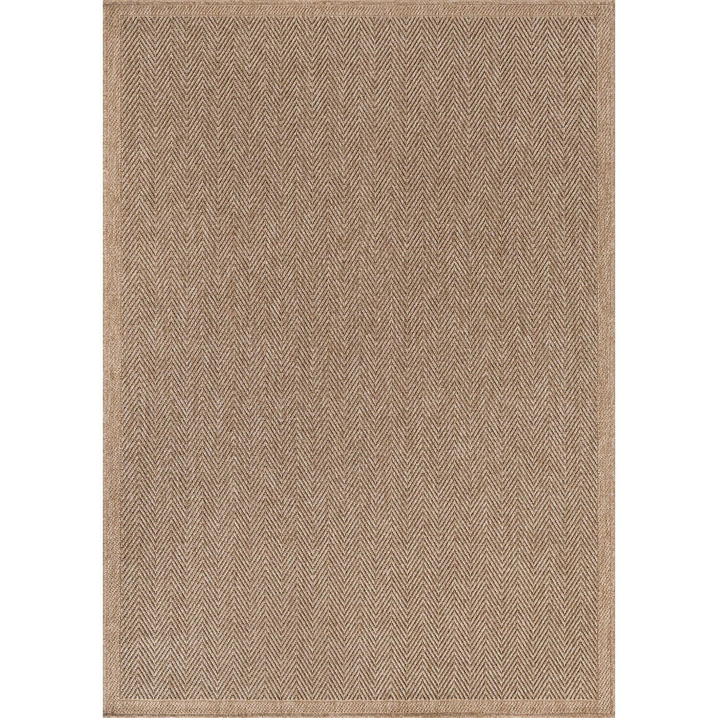 CAMILSON Easy Jute Rug 10x14, Indoor Outdoor Natural Color Fiber Area Rugs for Living Room Patio and Kitchen Rug Herringbone Woven Design Easy-Cleaning Washable Outside Carpet Alfombras 10 x 14