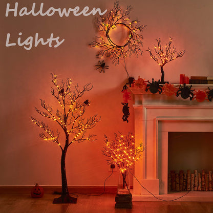 Hairui Lighted Halloween Tree with 150 Orange Fairy Lights 4FT, Spooky Black Tree Lights Plug in for Indoor Outdoor Home Halloween Party Decoration