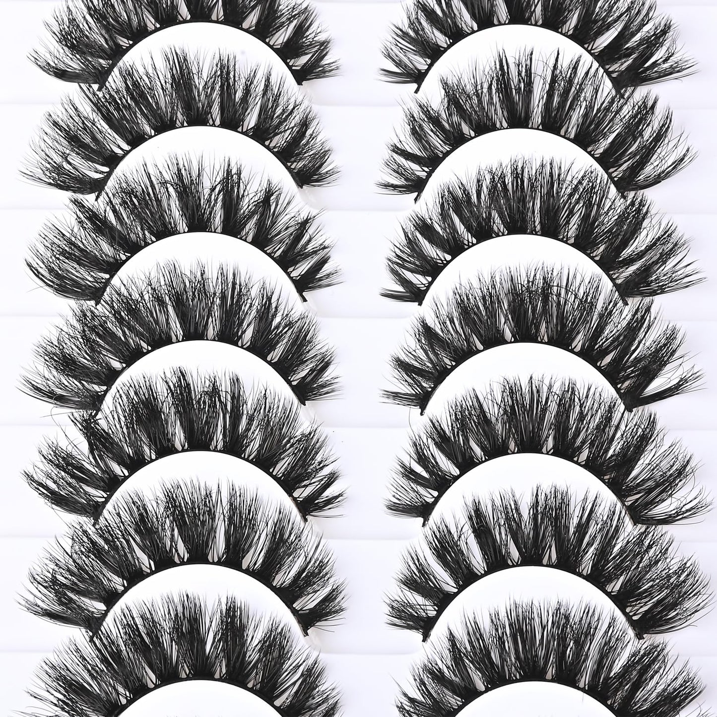 FARRED Mink Lashes Short Fluffy Eyelashes Wispy Natural Eyelash Pack Full Volume Lash Strips 10 Pairs Wispies Fake Strip Lashes Natural Look False Eye Lash Russian Looking for Everyday Makeup
