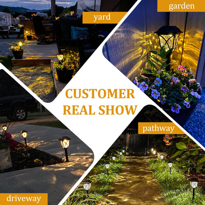 GIGALUMI Solar Lights Outdoor Garden, 6 Pack LED Garden Solar Lights Waterproof, Solar Powered Pathway Lights for Yard, Patio, Landscape, Walkway, Path (Warm White)