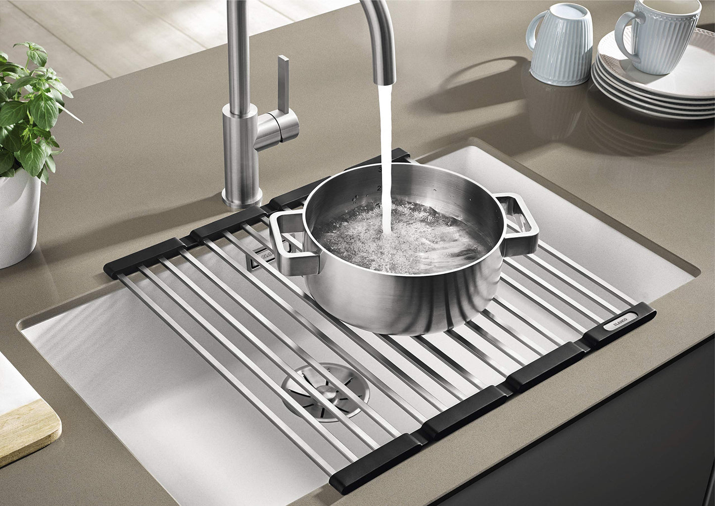 BLANCO 238483 Folding Grid as a Drainer for The Kitchen Sink, Foldable Grid for The Sink in The Kitchen, 440 mm Width
