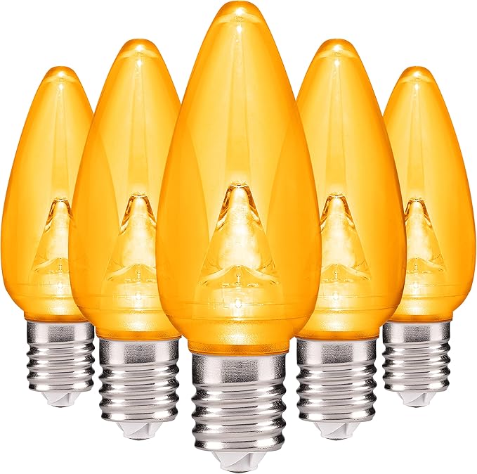 HLO Lighting Smooth C9 Christmas Lights | Yellow LED Bulbs for Indoor & Outdoor Christmas Decor | Set of 25