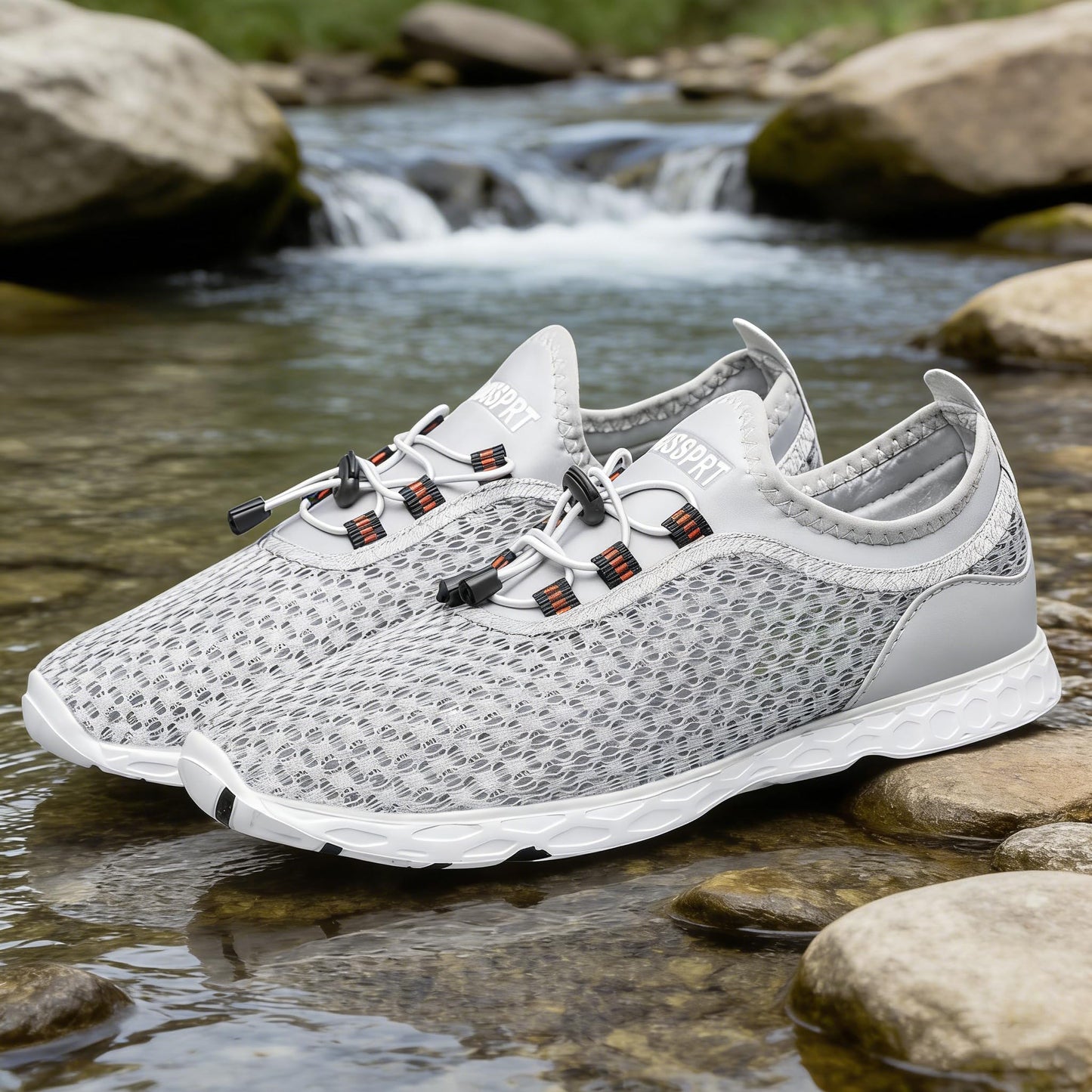 DOUSSPRT Men's Water Shoes Quick Drying Sports Aqua Shoes Grey Size 10