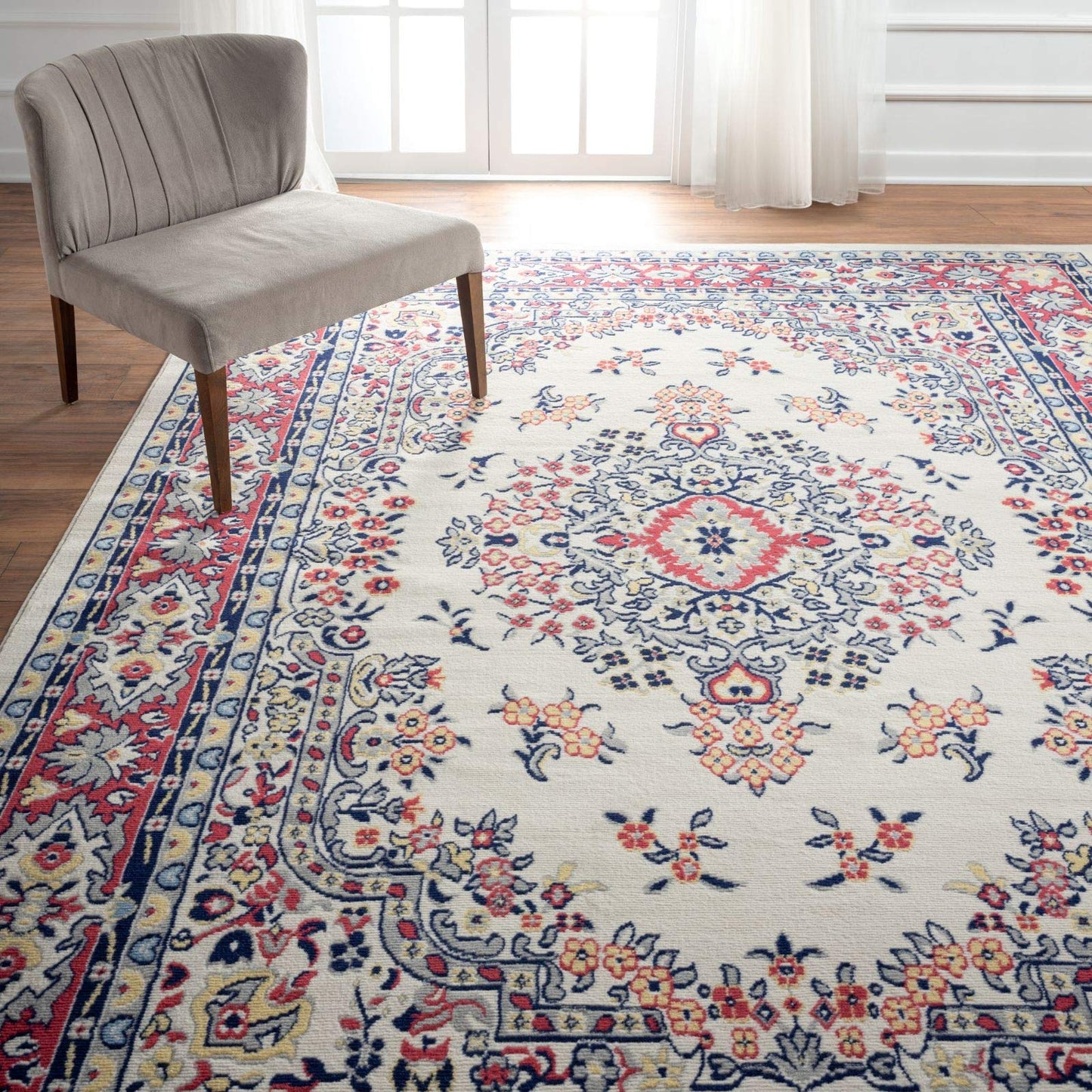 Home Dynamix Premium Sakarya Traditional Medallion Area Rug, Ivory/Red, 7'9"x10'8"