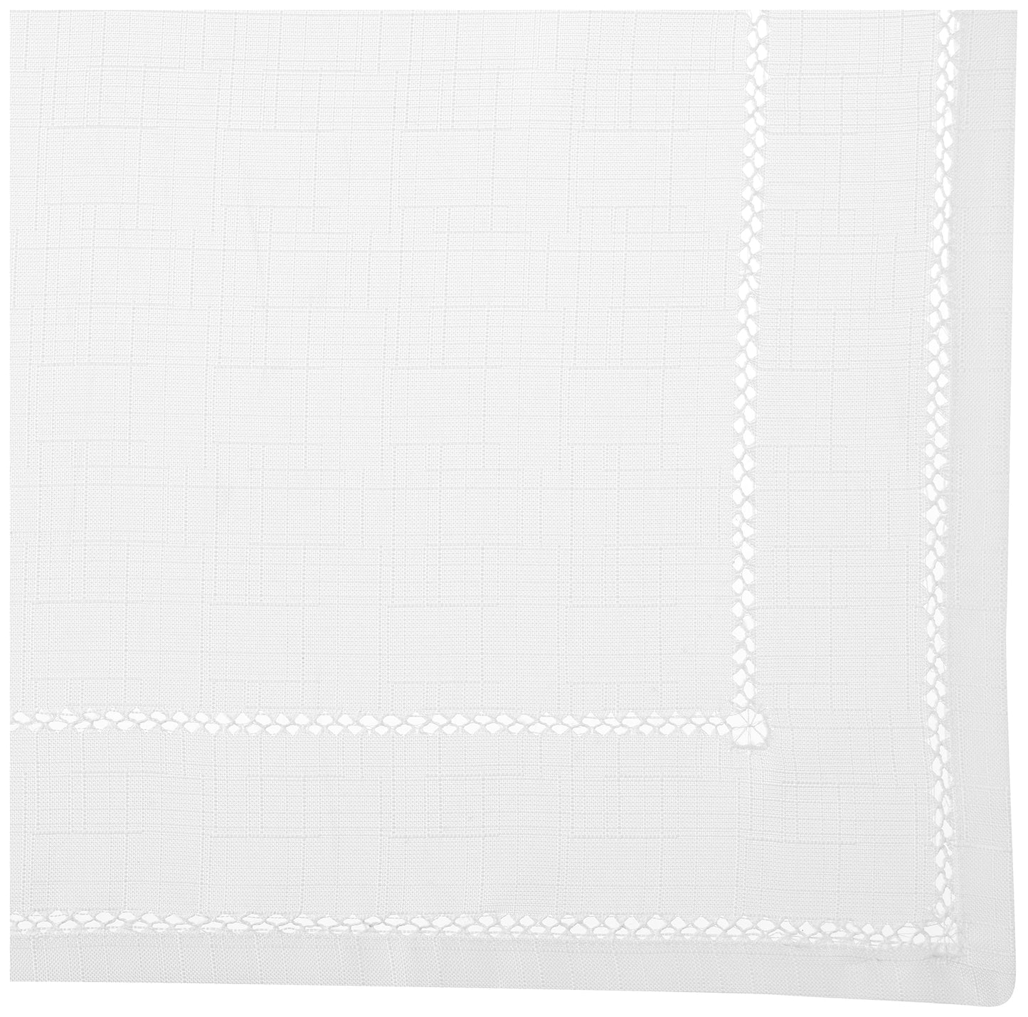 Hem Stitch Embroidered Vintage Design Tablecloth White 60" by 84" Oblong/Rectangle