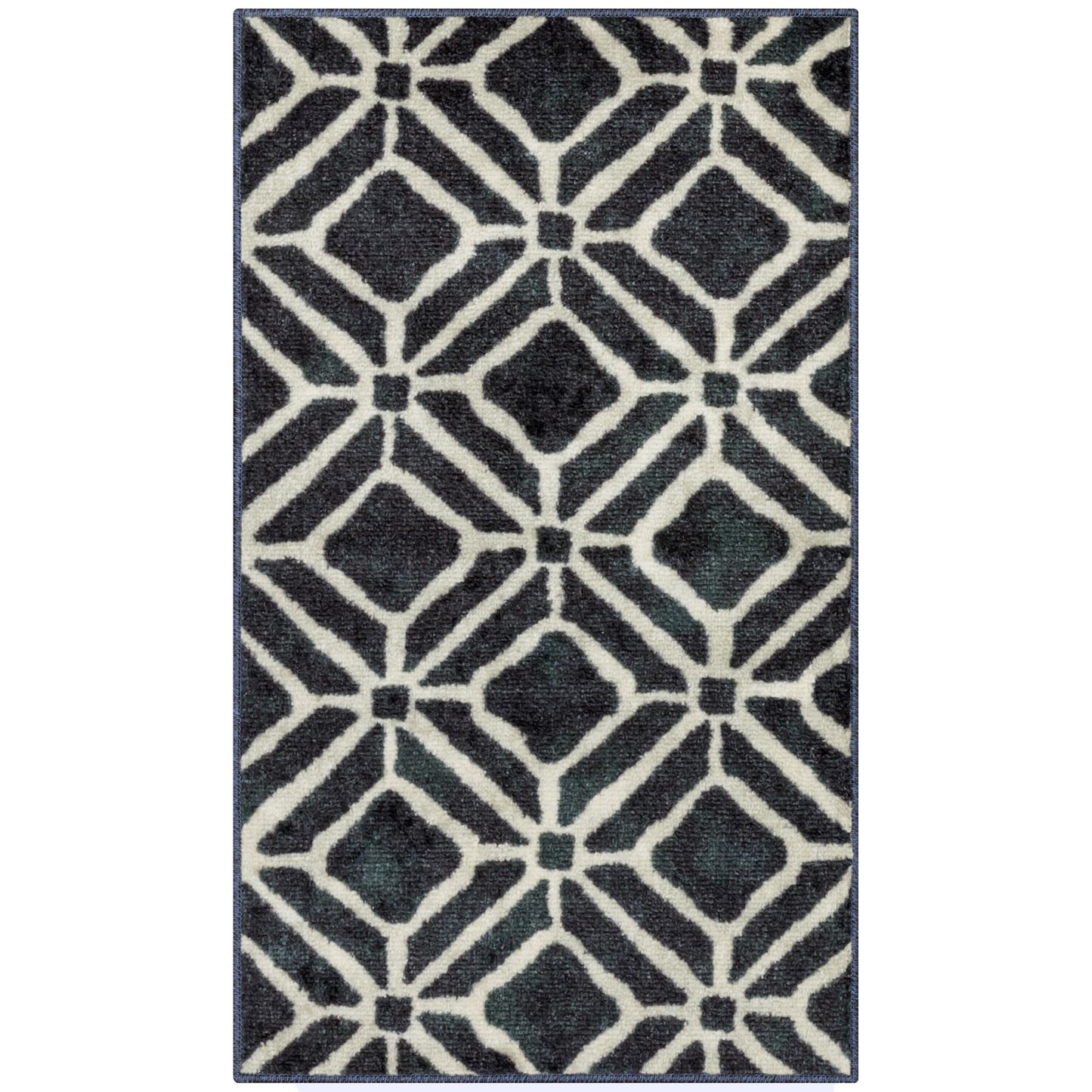 Maples Rugs Moderna Geometric Area Rugs – Made in USA – Washable, Non Slip Indoor Carpet for Entryway, Foyer, Kitchen, and Bathroom, 20" x 34", Dark Blue