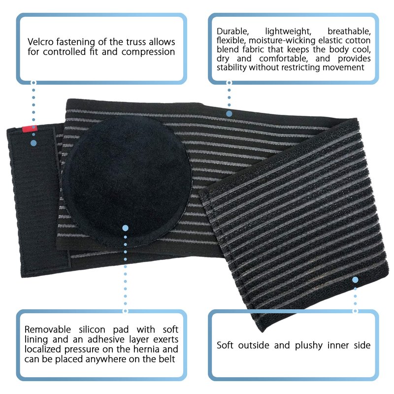 ORTONYX Umbilical Hernia Belt for Men and Women / 6.25" Abdominal Binder With Hernia Support Pad/Post-Surgical Belly Band - Black OX5241-3XL Plus Size