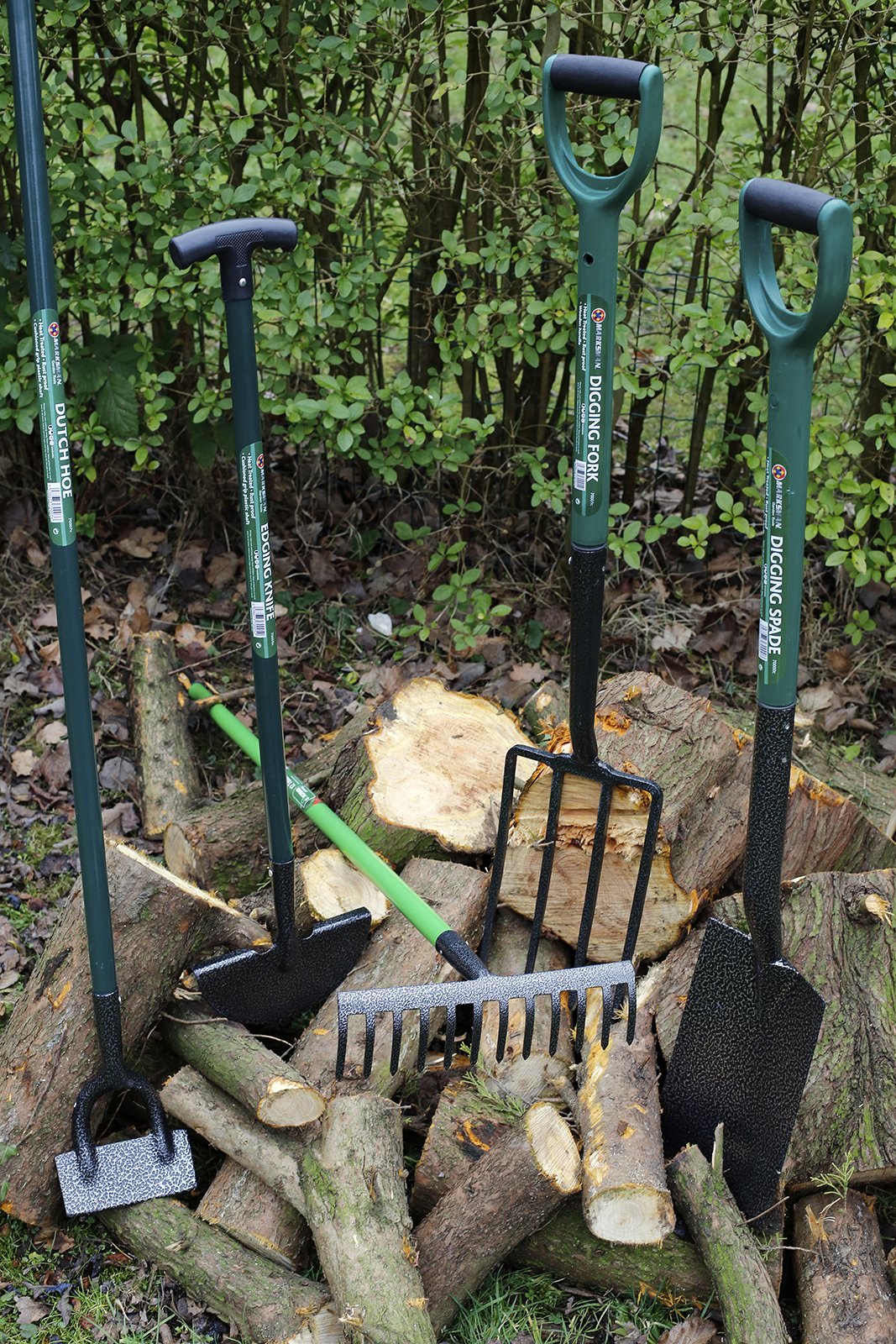 Set of 5 Gardening Tools, Shovel, Fork, Rake, Hoe, Edging Spade
