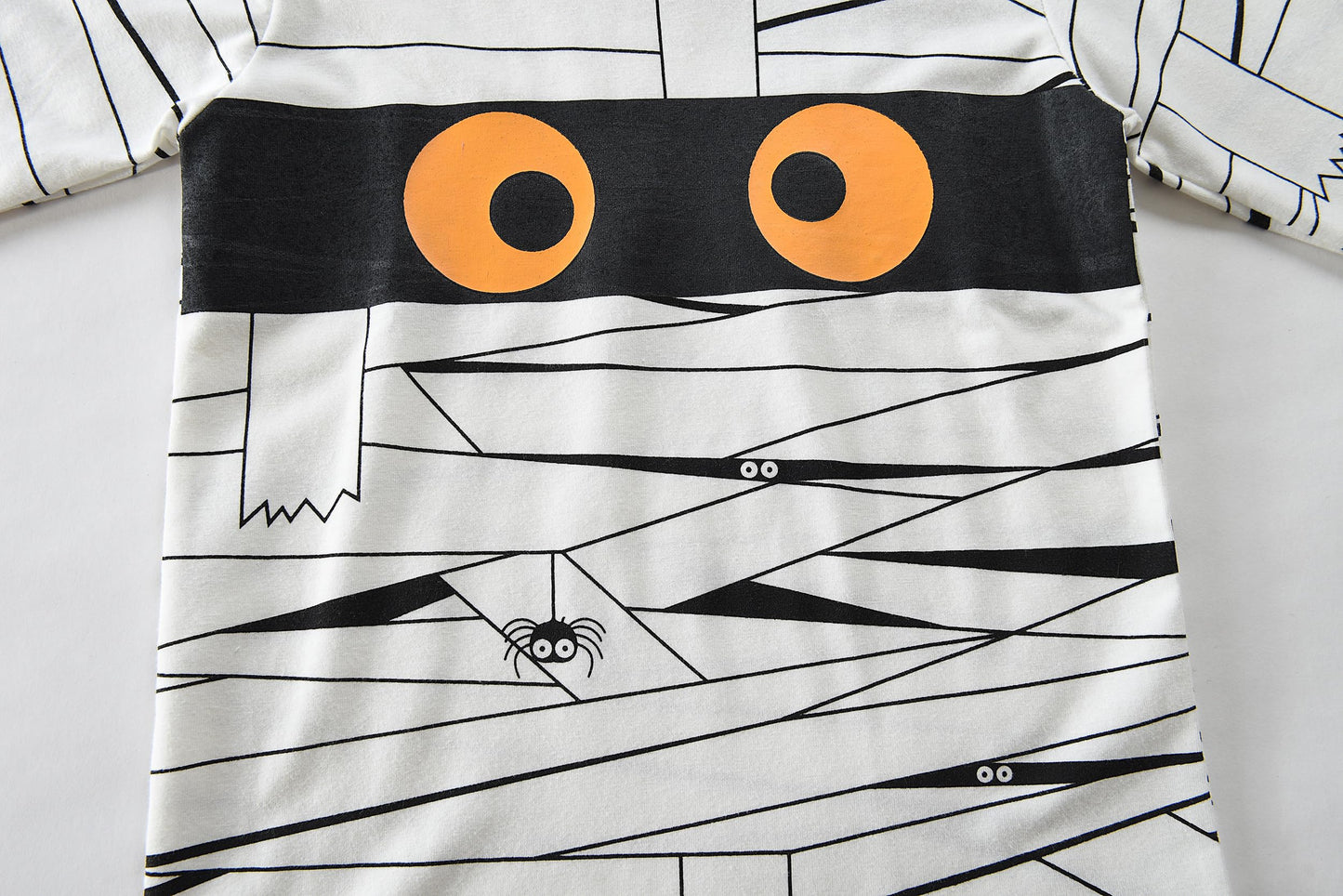 Little Hand Boys Girls Allover Mummy Halloween Pajama Sleepwear 2-Piece Wrap Eyes Spider PJs Kids Spooky Party Pant Sets Size 4