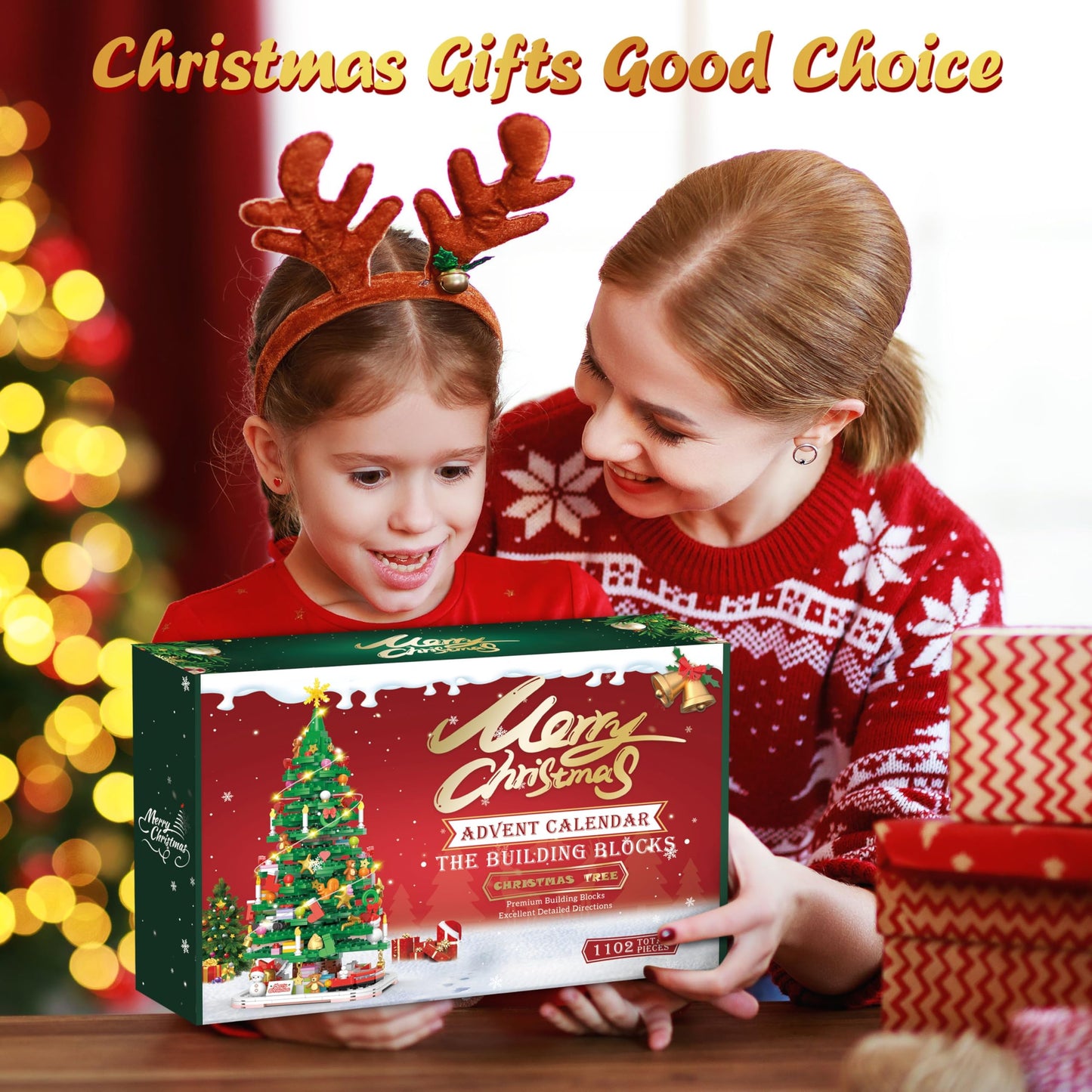 Advent Calendar 2025 Christmas Tree Building Toy Set with LED light, Christmas Countdown Calendar, 24 Days Building Block for Kids Adult Creative Gifts for Adults Teens Girls Ages 8+