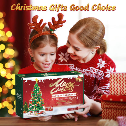Advent Calendar 2025 Christmas Tree Building Toy Set with LED light, Christmas Countdown Calendar, 24 Days Building Block for Kids Adult Creative Gifts for Adults Teens Girls Ages 8+