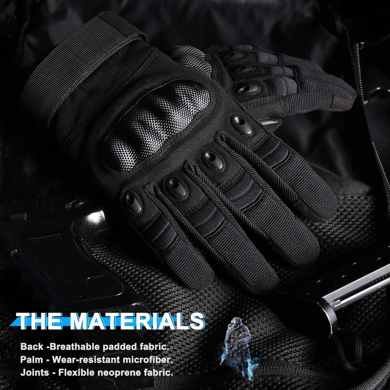 WTACTFUL Touchscreen Motorcycle Tactical Gloves for Men for Airsoft Paintball Cycling Motorbike MTB Bike ATV Hunting Hiking Riding Work Outdoor Sport Work Gloves Black Small