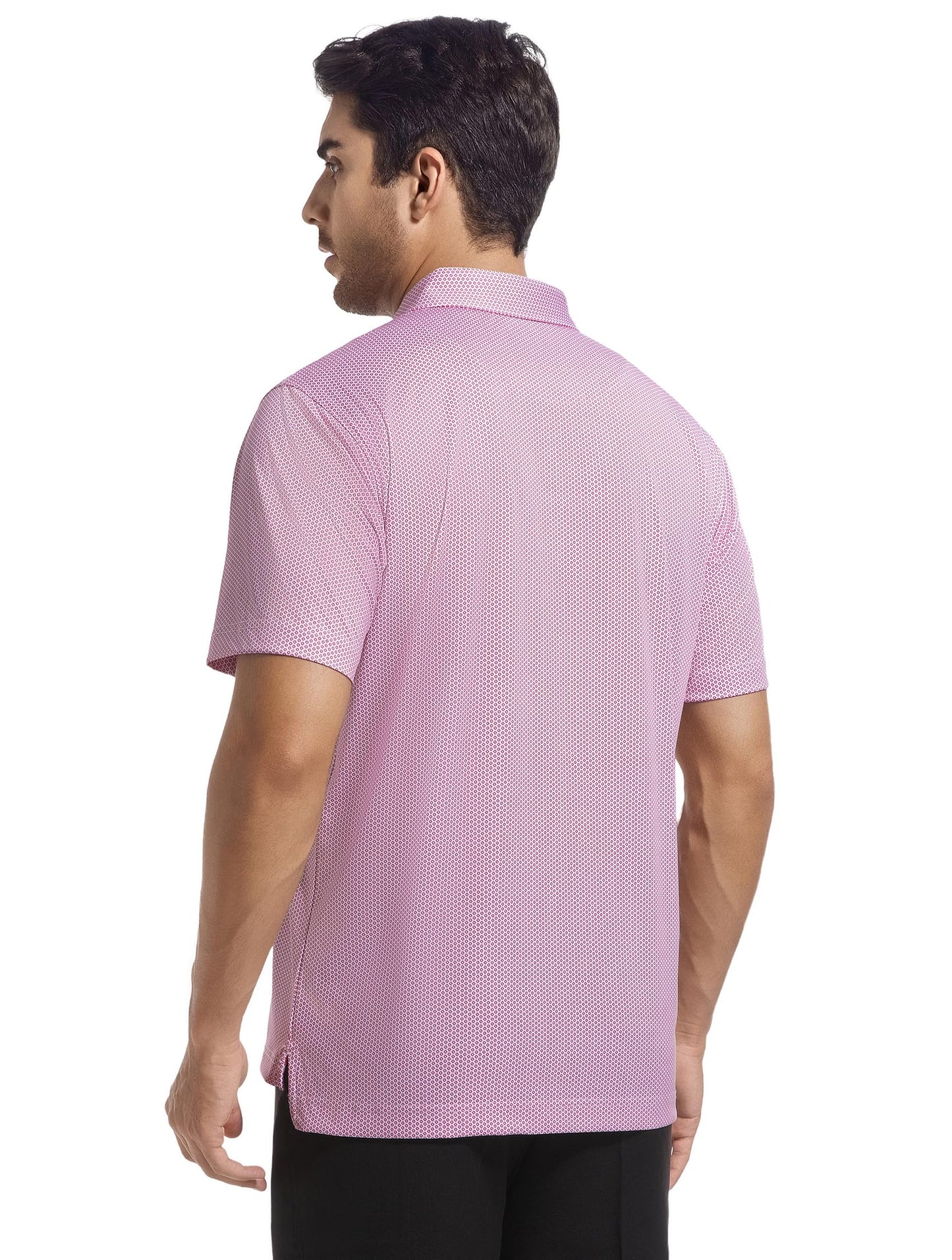 Esabel.C Mens Golf Shirts Print Moisture Wicking Short Sleeve Performance Dry Fit Stretch Active Polo Shirts for Men,Burgundy,XL