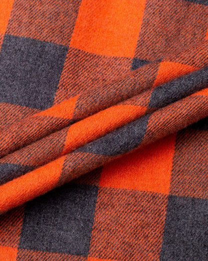 Alimens & Gentle Mens Heavyweight Flannel Plaid Pajama Pants 100% Cotton Sleep Lounge Pant Orange Grey Medium