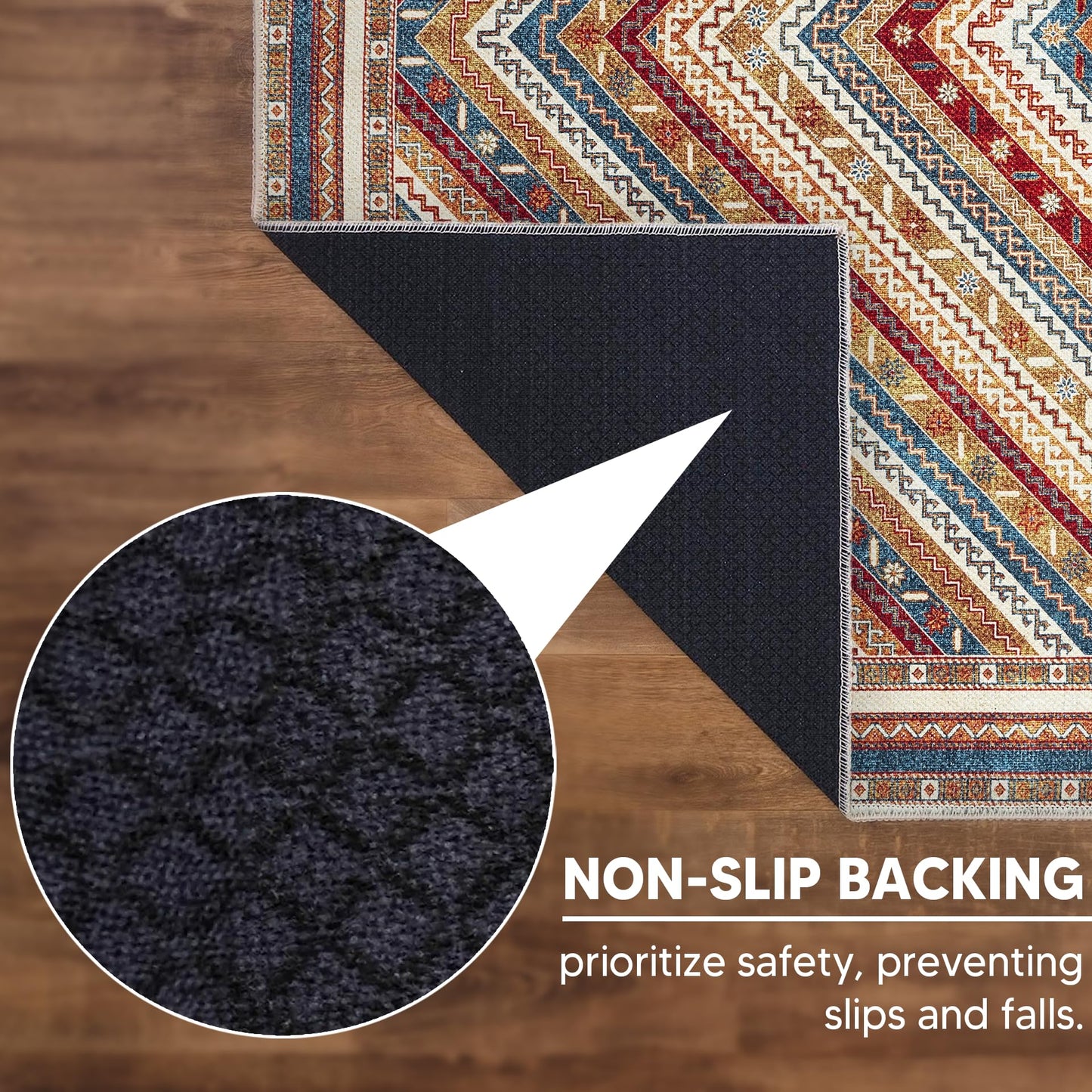 Keen Home Design 48"x72" Rug - Machine Washable Area Rug with Non-Slip Backing, Ideal for Living Room, Dining Room, Bedroom - Vintage, Easy Clean, Durable, Low Pile Rug - (4' x 6')