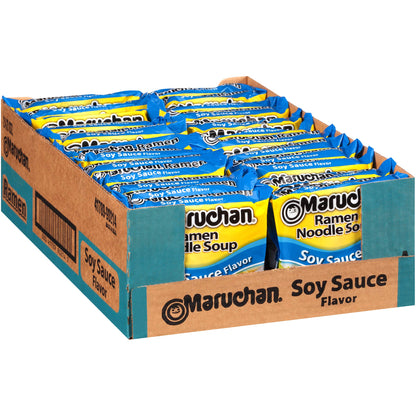 Maruchan Ramen Soy Sauce, Instant Ramen Noodles, Ready to Eat Meals, 3 Oz, 24 Count