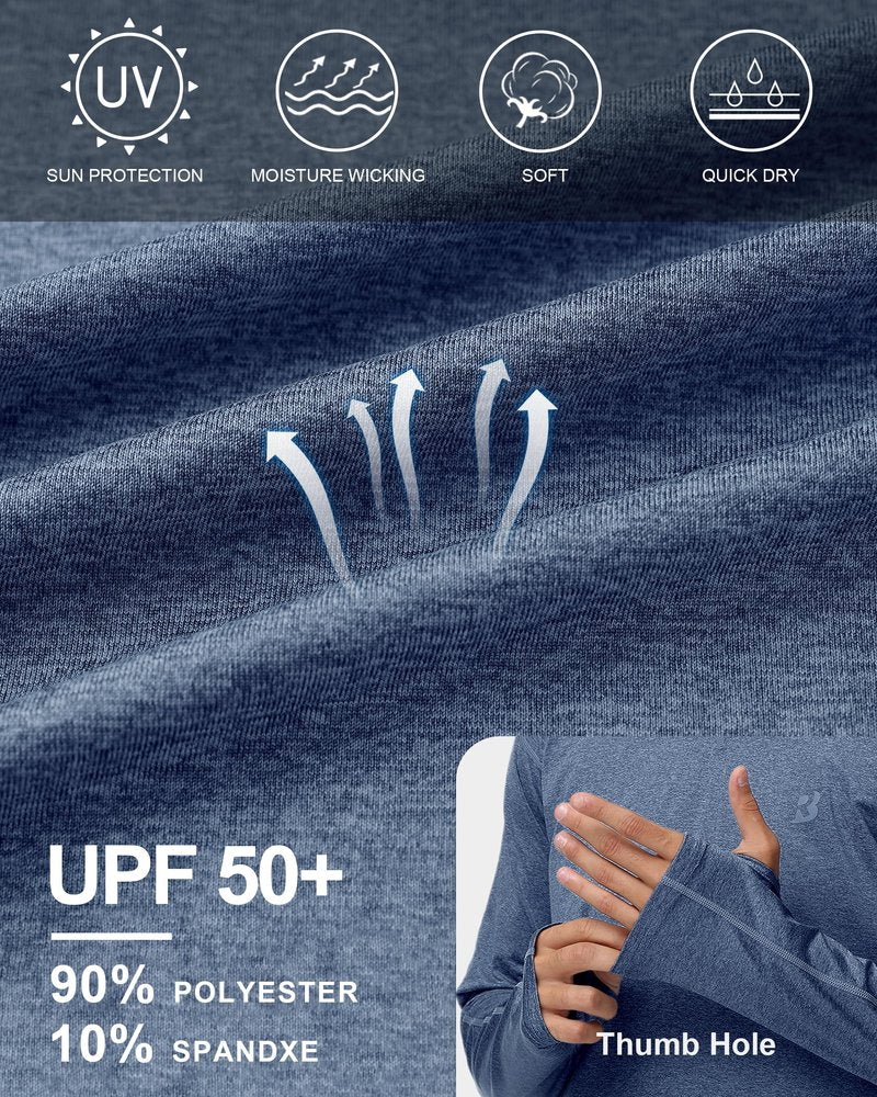 Roadbox UPF 50+ Fishing Shirts for Men Long Sleeve UV Sun Protection Hoodie Outdoor Hiking Shirts