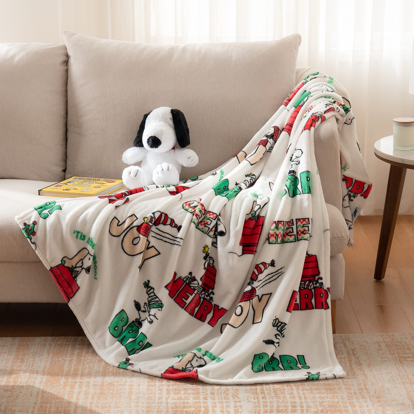 Berkshire Blanket Peanuts VelvetLoft Cute Character Snoopy Plush Throw Blanket,Peanuts Snowy Scene,Throw 55 in x 70 in (Official Peanuts® Product)