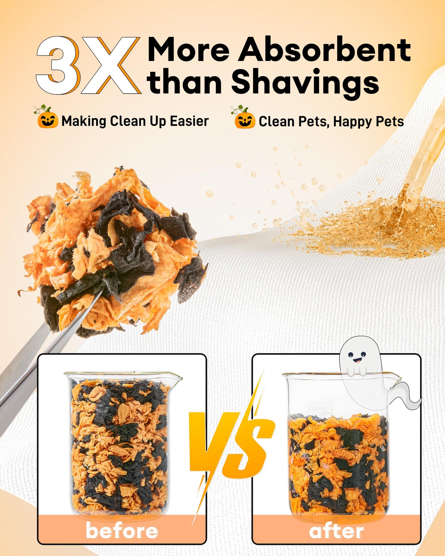 BUCATSTATE Hamster Bedding 70L, 99% Dust-Free Guinea Pigs Bedding Odor Control, Cozy Paper Small Animal Beddings for Rabbit Rat Syrian Dwarf Hamsters Gerbils (Halloween Décor)