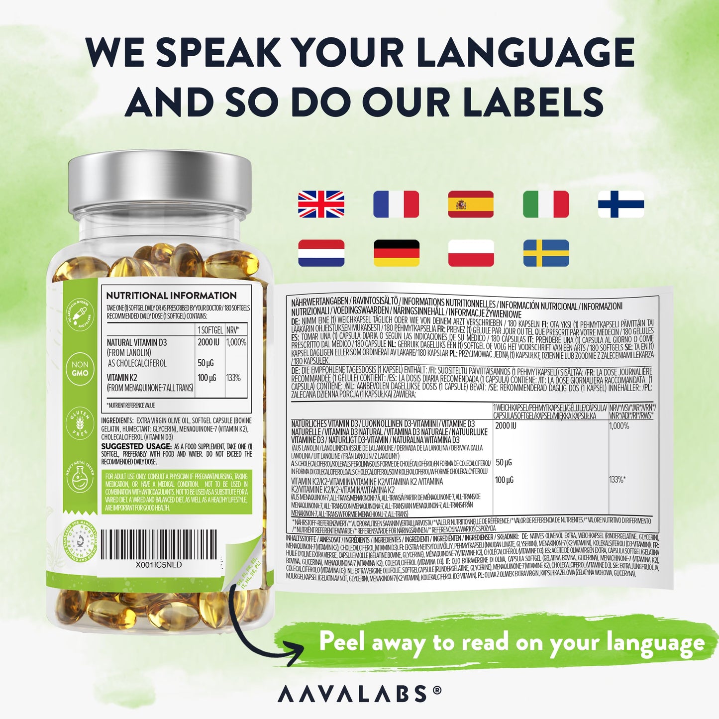 Vitamin D3 K2 MK7 (99.9% All-Trans) with Extra Virgin Olive Oil - 180 Softgels D3 and K2 Vitamin Supplements