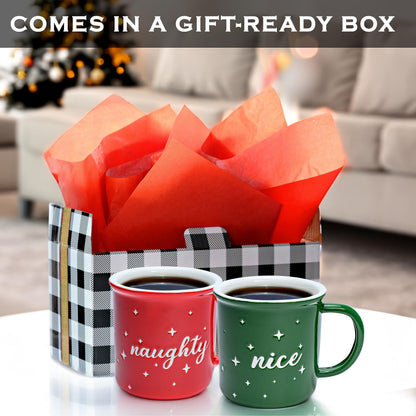 MAINEVENT Naughty Nice Christmas Mugs Coffee Set 11 Ounce, Christmas Cups Couple Gift