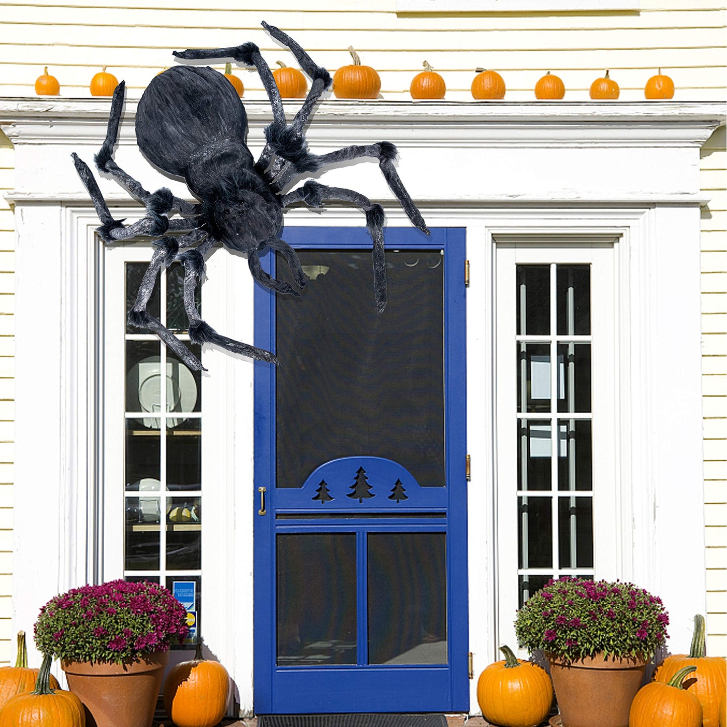 JOYIN Halloween Outdoor Decorations Giant Spider, 45” Scary Large Spider Halloween Decor Outside, Indoor Party Supplies, Yard Lawn Garden Haunted House Prop