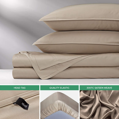 Pure Bamboo King Sheets, Genuine 100% Organic Viscose Derived from Bamboo Bed Sheet Set, Luxuriously Soft & Cooling, Double Stitching, 2 Year Quality Promise (King, Sand)